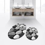 Viyana Home Dijital Baskılı Kaymaz Taban Yıkanabilir Oval Ikili Banyo Paspas Klozet Takımı, V-O-Klozet-46-Gri, - 40 x 60 cm - 60 x 100 cm