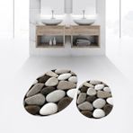 Viyana Home Dijital Baskılı Kaymaz Taban Yıkanabilir Oval Ikili Banyo Paspas Klozet Takımı, V-O-Klozet-46-Kahve, - Renkli