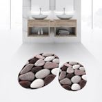 Viyana Home Dijital Baskılı Kaymaz Taban Yıkanabilir Oval Ikili Banyo Paspas Klozet Takımı, V-O-Klozet-46-Pembe, - Renkli