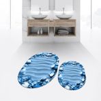 Viyana Home Dijital Baskılı Kaymaz Taban Yıkanabilir Oval Ikili Banyo Paspas Klozet Takımı, V-O-Klozet-47-Mavi, - 40 x 60 cm - 60 x 100 cm