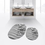Viyana Home Dijital Baskılı Kaymaz Taban Yıkanabilir Oval Ikili Banyo Paspas Klozet Takımı, V-O-Klozet-48-Gri, - Renkli