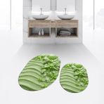 Viyana Home Dijital Baskılı Kaymaz Taban Yıkanabilir Oval Ikili Banyo Paspas Klozet Takımı, V-O-Klozet-48-Yeşil, - 40 x 60 cm - 60 x 100 cm