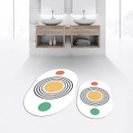 Viyana Home Dijital Baskılı Kaymaz Taban Yıkanabilir Oval Ikili Banyo Paspas Klozet Takımı, V-O-Klozet-49-Beyaz, - Renkli