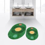 Viyana Home Dijital Baskılı Kaymaz Taban Yıkanabilir Oval Ikili Banyo Paspas Klozet Takımı, V-O-Klozet-49-Yeşil, - 40 x 60 cm - 60 x 100 cm