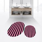 Viyana Home Dijital Baskılı Kaymaz Taban Yıkanabilir Oval Ikili Banyo Paspas Klozet Takımı, V-O-Klozet-50-Pembe, - Renkli
