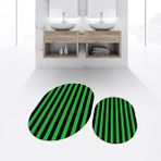 Viyana Home Dijital Baskılı Kaymaz Taban Yıkanabilir Oval Ikili Banyo Paspas Klozet Takımı, V-O-Klozet-50-Yeşil, - Renkli