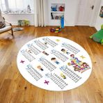Viyana Home Dijital Baskılı Kaymaz Taban Yıkanabilir Yuvarlak Çocuk Odası Oyun Halısı, V-Y-Çocuk-05-Beyaz, - 80 x 80 cm