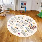 Viyana Home Dijital Baskılı Kaymaz Taban Yıkanabilir Yuvarlak Çocuk Odası Oyun Halısı, V-Y-Çocuk-05-Krem, - 100 x 100 cm