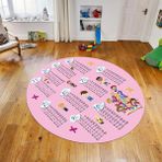 Viyana Home Dijital Baskılı Kaymaz Taban Yıkanabilir Yuvarlak Çocuk Odası Oyun Halısı, V-Y-Çocuk-05-Pembe, - 160 x 160 cm