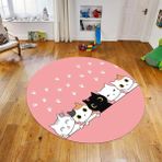 Viyana Home Dijital Baskılı Kaymaz Taban Yıkanabilir Yuvarlak Çocuk Odası Oyun Halısı, V-Y-Çocuk-49-Pembe, - 80 x 80 cm