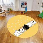Viyana Home Dijital Baskılı Kaymaz Taban Yıkanabilir Yuvarlak Çocuk Odası Oyun Halısı, V-Y-Çocuk-49-Sarı, - 80 x 80 cm