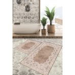 Viyana Home Dijital Baskılı Kaymaz Tabanlı Yıkanabilir 2'li Set Banya Halısı Klozet Takımı Paspas VHKZ-HK-104 - Kahverengi