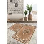 Viyana Home Dijital Baskılı Kaymaz Tabanlı Yıkanabilir 2'li Set Banya Halısı Klozet Takımı Paspas VHKZ-HK-126 - Kahverengi