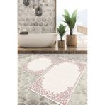 Viyana Home Dijital Baskılı Kaymaz Tabanlı Yıkanabilir 2'li Set Banya Halısı Klozet Takımı Paspas VHKZ-HK-146 - Pembe