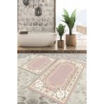 Viyana Home Dijital Baskılı Kaymaz Tabanlı Yıkanabilir 2'li Set Banya Halısı Klozet Takımı Paspas VHKZ-HK-172 - Pembe