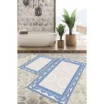 Viyana Home Dijital Baskılı Kaymaz Tabanlı Yıkanabilir 2'li Set Banya Halısı Klozet Takımı Paspas Vhkz-Hk-19 - Beyaz
