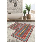 Viyana Home Dijital Baskılı Kaymaz Tabanlı Yıkanabilir 2'li Set Banya Halısı Klozet Takımı Paspas Vhkz-Hk-3 - Pembe