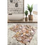 Viyana Home Dijital Baskılı Kaymaz Tabanlı Yıkanabilir 2'li Set Banya Halısı Klozet Takımı Paspas VHKZ-HP-660 - Bej