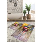 Viyana Home Dijital Baskılı Kaymaz Tabanlı Yıkanabilir 2'li Set Banya Halısı Klozet Takımı Paspas VHKZ-HP-676 - Sarı