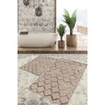 Viyana Home Dijital Baskılı Kaymaz Tabanlı Yıkanabilir 2'li Set Banya Halısı Klozet Takımı Paspas VHKZ-HS-176 - Vizon