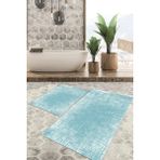 Viyana Home Dijital Baskılı Kaymaz Tabanlı Yıkanabilir 2'li Set Banya Halısı Klozet Takımı Paspas VHKZ-HS-183 - Turkuaz