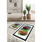 Viyana Home Dijital Baskılı Kaymaz Tabanlı Yıkanabilir 2'li Set Banya Halısı Klozet Takımı Paspas VHKZ-HS-242 - Yeşil