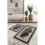 Viyana Home Dijital Baskılı Kaymaz Tabanlı Yıkanabilir 2'li Set Banya Halısı Klozet Takımı Paspas VHKZ-HS-244 - Gri