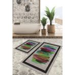 Viyana Home Dijital Baskılı Kaymaz Tabanlı Yıkanabilir 2'li Set Banya Halısı Klozet Takımı Paspas VHKZ-HS-251 - Renkli