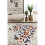 Viyana Home Dijital Baskılı Kaymaz Tabanlı Yıkanabilir 2'li Set Banya Halısı Klozet Takımı Paspas VHKZ-HS-323 - Renkli