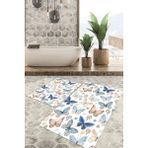 Viyana Home Dijital Baskılı Kaymaz Tabanlı Yıkanabilir 2'li Set Banya Halısı Klozet Takımı Paspas VHKZ-HS-335 - Mavi