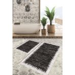 Viyana Home Dijital Baskılı Kaymaz Tabanlı Yıkanabilir 2'li Set Banya Halısı Klozet Takımı Paspas VHKZ-HS-384 - Siyah