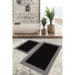 Viyana Home Dijital Baskılı Kaymaz Tabanlı Yıkanabilir 2'li Set Banya Halısı Klozet Takımı Paspas VHKZ-HS-417 - Siyah