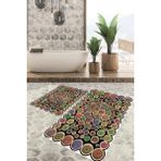 Viyana Home Dijital Baskılı Kaymaz Tabanlı Yıkanabilir 2'li Set Banya Halısı Klozet Takımı Paspas VHKZ-HS-455 - Renkli - 904