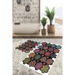 Viyana Home Dijital Baskılı Kaymaz Tabanlı Yıkanabilir 2'li Set Banya Halısı Klozet Takımı Paspas VHKZ-HS-506 - Renkli - 895