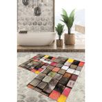Viyana Home Dijital Baskılı Kaymaz Tabanlı Yıkanabilir 2'li Set Banya Halısı Klozet Takımı Paspas VHKZ-HS-511 - Renkli - 917