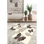 Viyana Home Dijital Baskılı Kaymaz Tabanlı Yıkanabilir 2'li Set Banya Halısı Klozet Takımı Paspas VHKZ-HS-514 - Krem