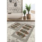 Viyana Home Dijital Baskılı Kaymaz Tabanlı Yıkanabilir 2'li Set Banya Halısı Klozet Takımı Paspas VHKZ-HS-546 - Renkli - 926