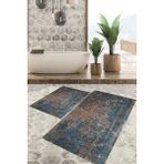 Viyana Home Dijital Baskılı Kaymaz Tabanlı Yıkanabilir 2'li Set Banya Halısı Klozet Takımı Paspas VHKZ-HS-548 - Renkli - 899