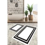 Viyana Home Dijital Baskılı Kaymaz Tabanlı Yıkanabilir 2'li Set Banya Halısı Klozet Takımı Paspas VHKZ-HS-552 - Beyaz