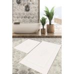 Viyana Home Dijital Baskılı Kaymaz Tabanlı Yıkanabilir 2'li Set Banya Halısı Klozet Takımı Paspas VHKZ-HS-564 - Beyaz