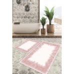 Viyana Home Dijital Baskılı Kaymaz Tabanlı Yıkanabilir 2'li Set Banya Halısı Klozet Takımı Paspas VHKZ-HT-1037 - Pembe