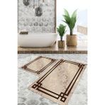 Viyana Home Dijital Baskılı Kaymaz Tabanlı Yıkanabilir 2'li Set Banya Halısı Klozet Takımı Paspas VHKZ-HT-1093 - Renkli - 961