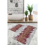 Viyana Home Dijital Baskılı Kaymaz Tabanlı Yıkanabilir 2'li Set Banya Halısı Klozet Takımı Paspas VHKZ-HT-1117 - Bordo