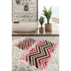 Viyana Home Dijital Baskılı Kaymaz Tabanlı Yıkanabilir 2'li Set Banya Halısı Klozet Takımı Paspas VHKZ-HT-114 - Kırmızı