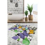 Viyana Home Dijital Baskılı Kaymaz Tabanlı Yıkanabilir 2'li Set Banya Halısı Klozet Takımı Paspas VHKZ-HT-1146 - Mor