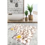 Viyana Home Dijital Baskılı Kaymaz Tabanlı Yıkanabilir 2'li Set Banya Halısı Klozet Takımı Paspas VHKZ-HT-1154 - Beyaz