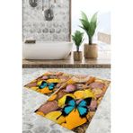 Viyana Home Dijital Baskılı Kaymaz Tabanlı Yıkanabilir 2'li Set Banya Halısı Klozet Takımı Paspas VHKZ-HT-1158 - Sarı
