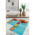Viyana Home Dijital Baskılı Kaymaz Tabanlı Yıkanabilir 2'li Set Banya Halısı Klozet Takımı Paspas VHKZ-HT-1159 - Kırmızı