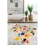Viyana Home Dijital Baskılı Kaymaz Tabanlı Yıkanabilir 2'li Set Banya Halısı Klozet Takımı Paspas VHKZ-HT-1163 - Krem