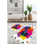 Viyana Home Dijital Baskılı Kaymaz Tabanlı Yıkanabilir 2'li Set Banya Halısı Klozet Takımı Paspas VHKZ-HT-1164 - Renkli